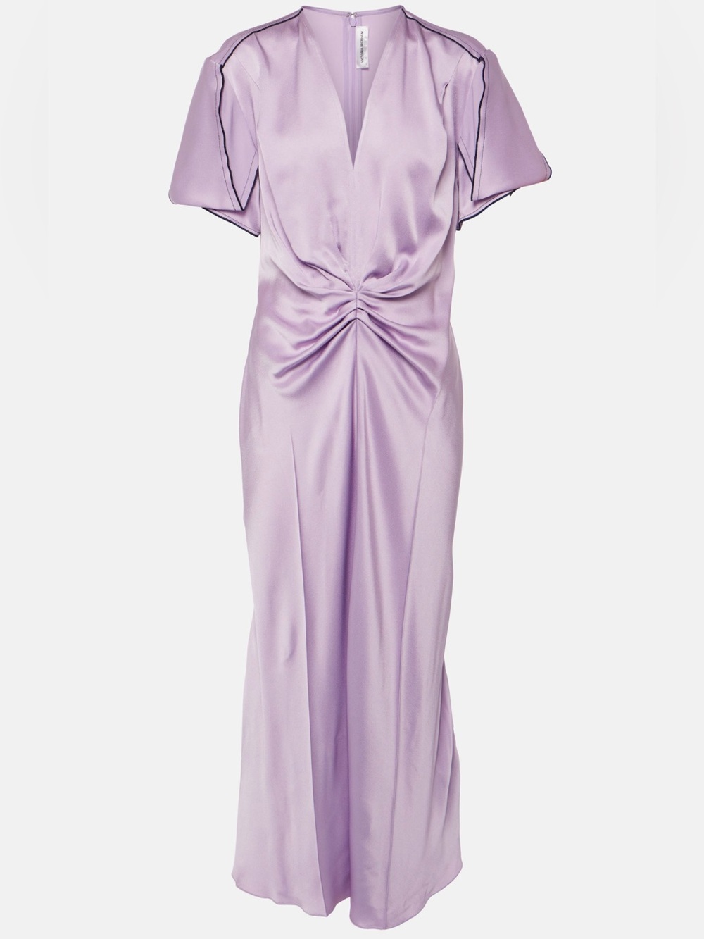 Victoria Beckham Lavender Purple Satin Ruched Midi Dress